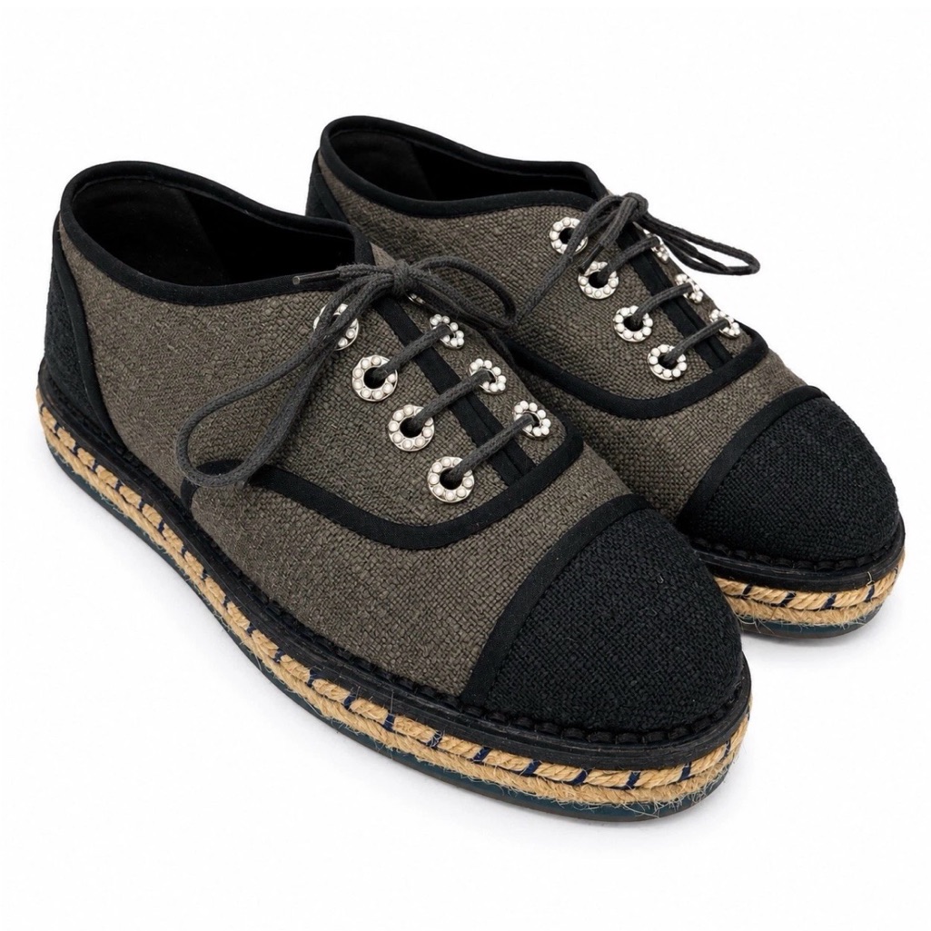 Chanel Tweed Espadrille Sneakers Tweed Eu35.5